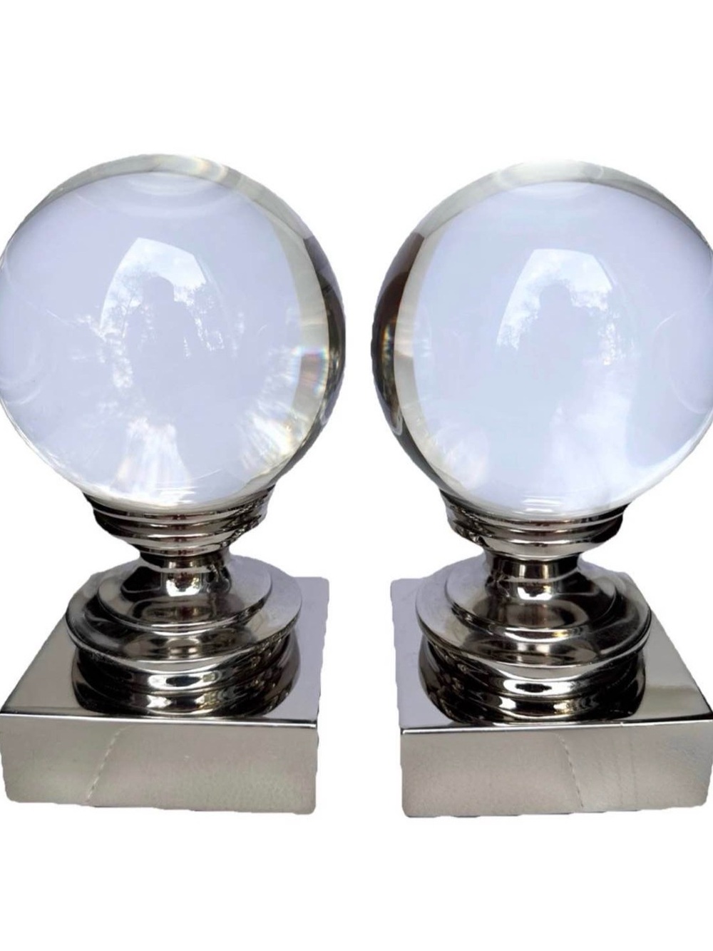 Restoration Hardware: Rare Vintage Crystal Ball Bookends (Pair)